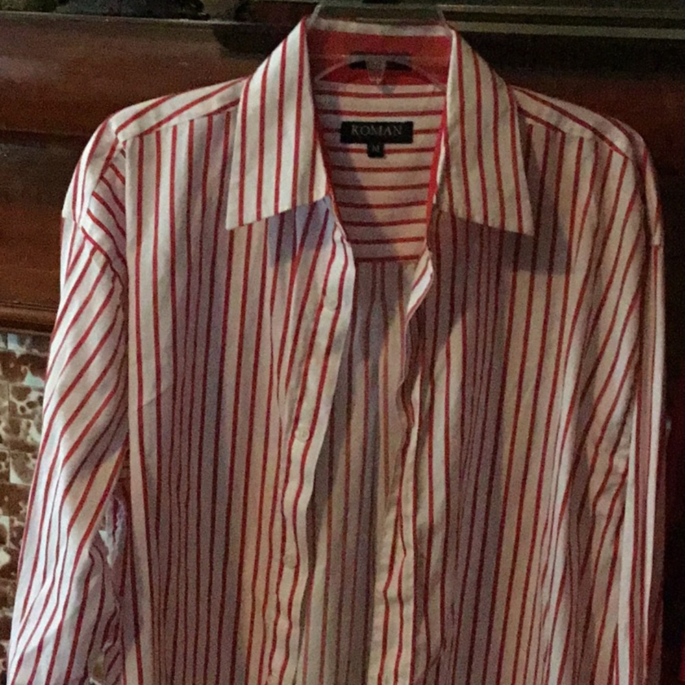 Red an white button up shirt #11